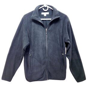 Essentials Size XS Black Full-Zip Fleece Jacket With Pockets Women